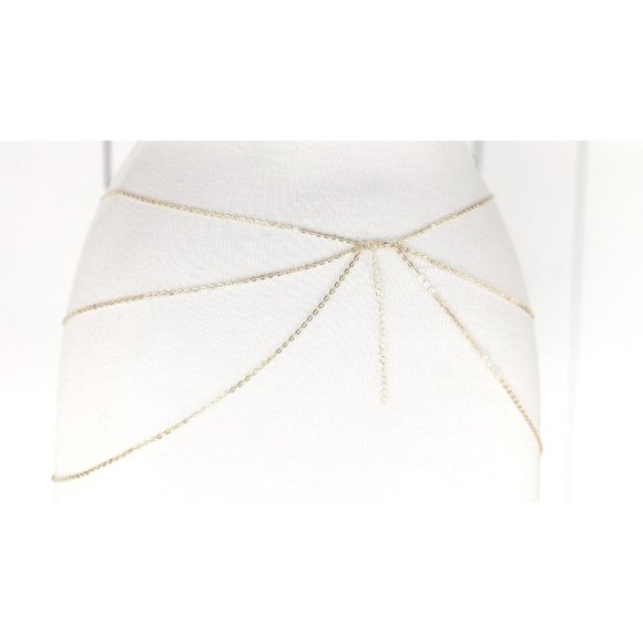 Gold metal layered chain link dainty lightweight skinny belly chain belt